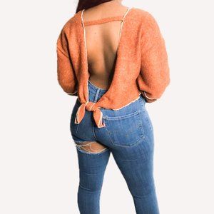 open back crop soft sweater